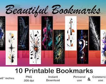 Bookmarks printable set of 10 modern classical music bookmark for musicians book lovers DIY decorative bookmark Digital Download