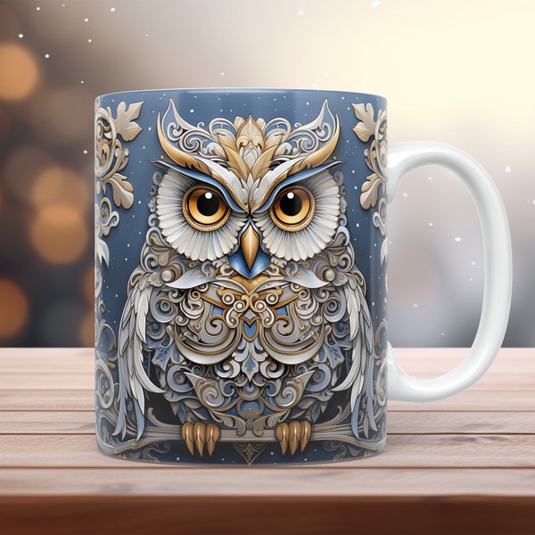 Owl Mug Wrap 11oz & 15oz Mug Template Owl Mug Sublimation Design Instant Digital Download Coffee Mug Wrap Template + Free gift