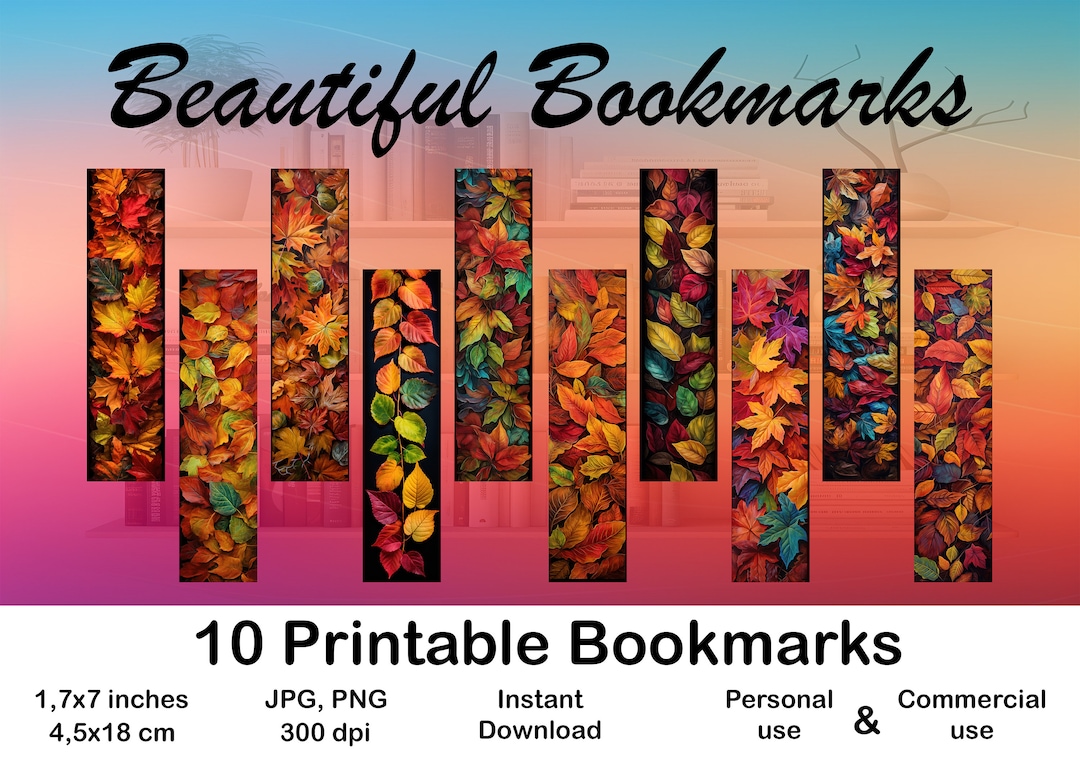 10 X Bookmarks Digital Bookmark for Booklovers Printable Bookmark Set ...