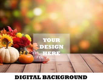 Background Mockup Fall Backdrop Digital Autumn Background Product Mockup Background Wooden Table Mockup Wallpaper Photo Digital Background