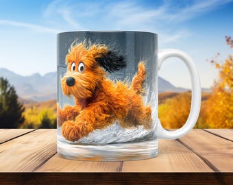 Taza de perro divertida con sublimación PNG de cachorro de dibujos animados para taza de café de 11 oz y 15 oz, plantilla de descarga digital, diseño de taza DIY, alfombrilla de ratón y posavasos