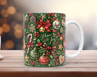 Klassische, elegante Weihnachtstassen-Verpackung (PNG, 11 oz/15 oz), smaragdgrün, Aquarell