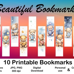 Bookmarks digital Bookmark for Booklovers Printable Bookmark set digital Bookmark gift Teddy Bookmark for print Bookmark design Bookreader