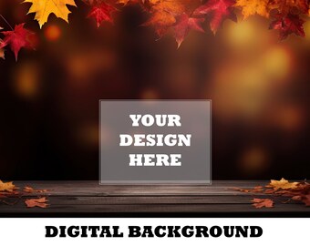 Background Mockup Fall Backdrop Digital Autumn Background Product Mockup Background Wooden Table Mockup Wallpaper Photo Digital Background