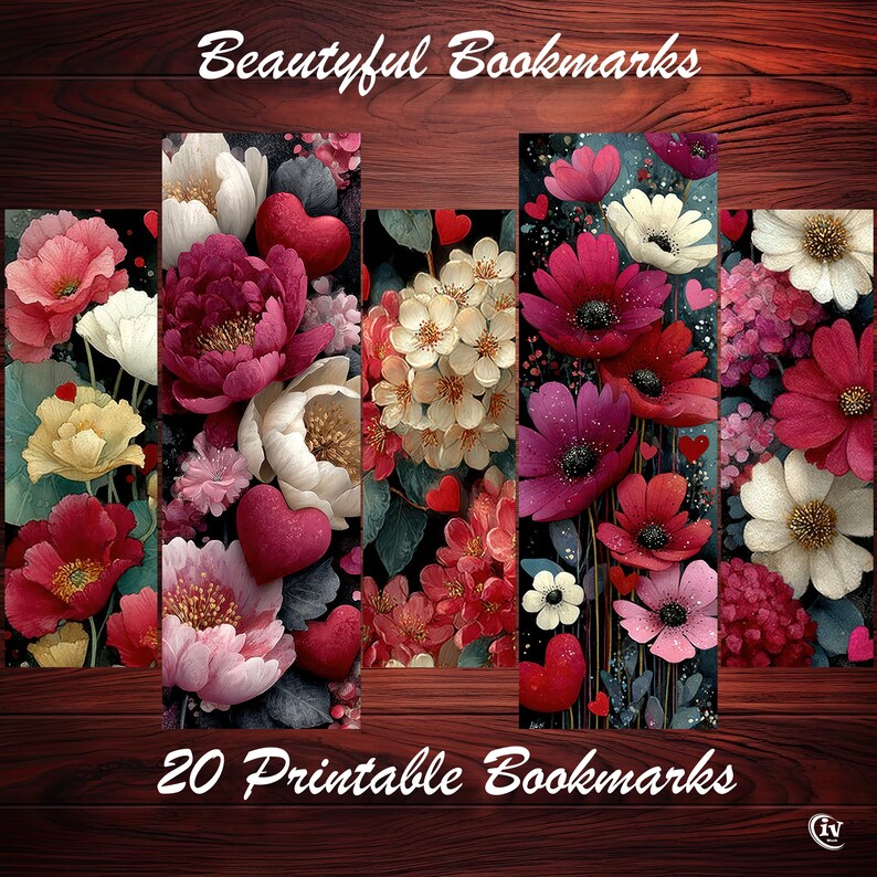 Watercolor Flower Bookmark Set of 20 Printable for Book Lover Gift DIY ...