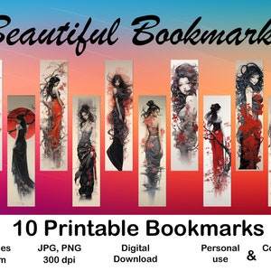 10 X Bookmark digital Bookmark for Book Lover Printable Bookmark set digital Bookmark gift for her Bookmark Watercolor Style Bookmark Gift