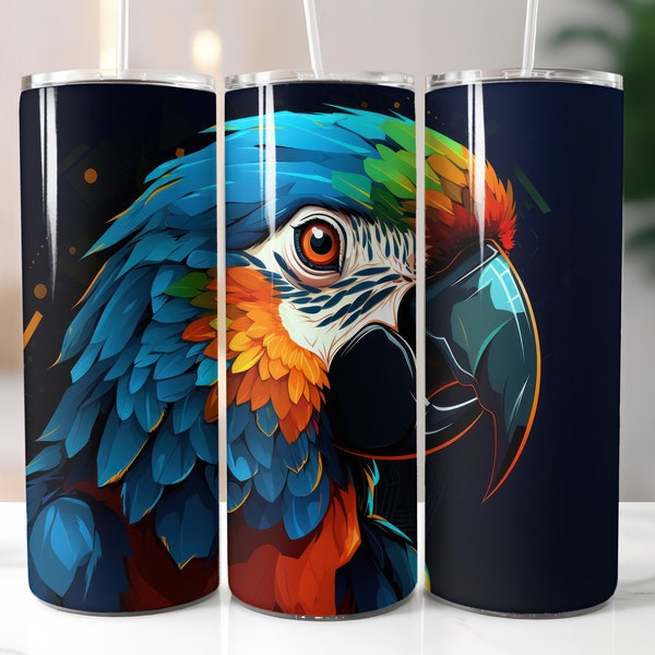 Colorful Parrot Tumbler Wrap 20oz 30oz Straight & Tapered Cartoon Design PNG Instant Download Perfect for Gifting or Personal Use Funny Gift