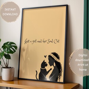 Spiritual cat lover wall art, instant download pet print, boho pet wall art, girls best friend, special gift for her