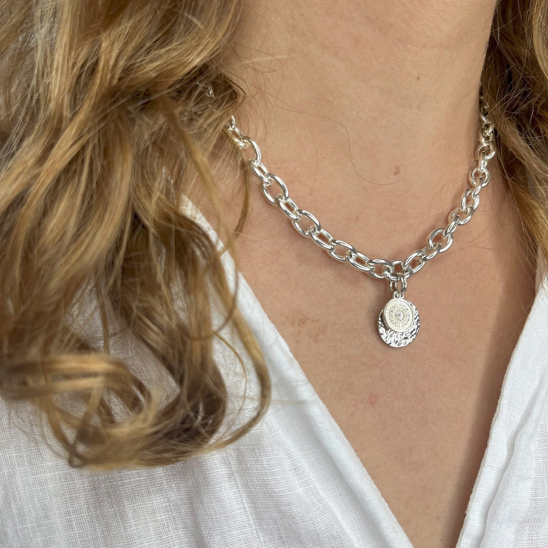 925 SILVER ROYAL NECKLACE 925 Sterling Chunky Silver Necklace, 925