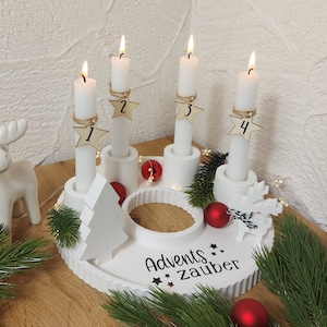 Moderner Adventskranz aus Raysin mit Kerzenhaltern und Kerzen, Weihnachtsdeko, Adventsdeko, Weihnachtskranz, Nachhaltiger Adventskranz