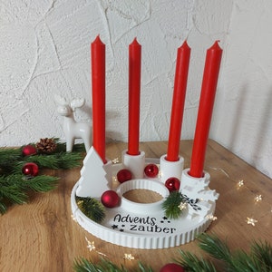 Moderner Adventskranz aus Raysin mit Kerzenhaltern und Kerzen – Weihnachtsdeko - Adventsdeko - Weihnachtskranz - nachhaltiger Adventskranz