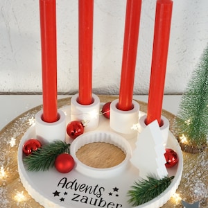 Adventskranz mit roten Kerzen aus Raysin, Weihnachtsdeko, Adventsdeko, weihnachtlicher Adventskranz, nachhaltiger Adentskranz