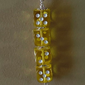 Hand-crafted Authentic Yellow 4 Dice Pendant Necklace