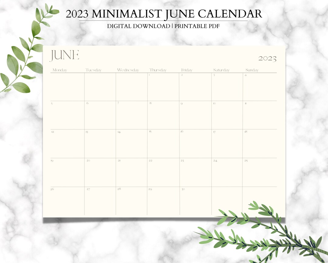 2023 JUNE CALENDAR Monthly Calendar Monthly Planner - Etsy
