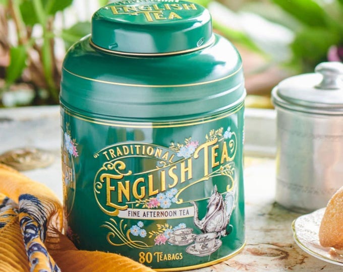 Vintage Victorian Tea Caddy Bottle Green 80 Teabags