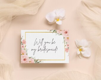 Bridesmaid Proposal Card, Printed Card, Will You Be My Bridesmaid Card, Bridesmaid Cards, Bridal Party Invitation Card, Bridesmaid Invite