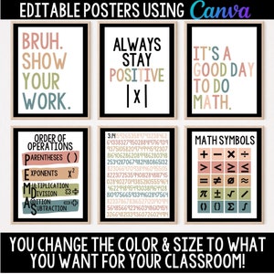Carteles EDITABLES del aula de matemáticas, decoración del aula, cartel de matemáticas, cartel del aula de matemáticas, cartel del aula de álgebra