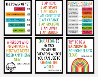 Growth Mindset Classroom Posters: Inspirational Quotes (Digital Download)