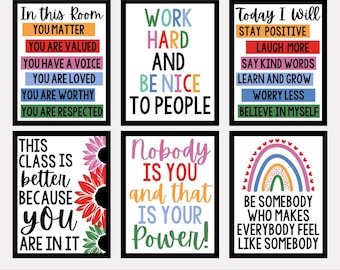 Positive Affirmations Classroom Posters, Decor (Digital Download)