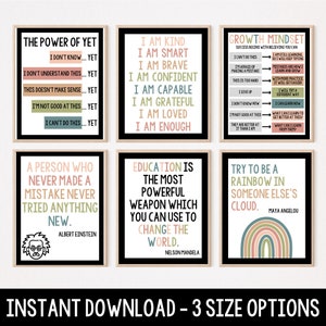 Wachstums-Mindset-Poster, positive Klassenzimmer-Poster, Boho-Klassenzimmer-Dekor, Boho-Klassenzimmer-Poster, inspirierendes Klassenzimmer-Dekor