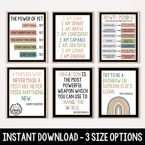 Growth Mindset Posters: Boho Classroom Decor (Digital Download)