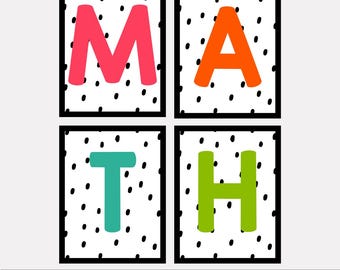Ljusa dekorationer för matematikklassrum (digital nedladdning)