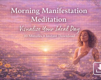 Meditación de Manifestación Matutina / Visualiza tu día ideal / Audio guiado de 10 minutos para concentración, calma e intención (Descarga instantánea)