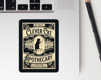 Wise Women’s Clever Cat Apothecary Sticker | Witchy Feminist Sticker | Vintage Cat Decal | Occult Feminism | Witchcore Aesthetic