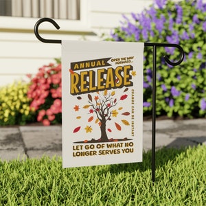 Personal Growth Flag, Release What No Longer Serves You, Fall Nature Therapy Garden Decor, House Banner, Changing Season Autumn Yard Sign image 10