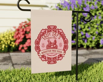 Subtle Feminist Flag | Lady Lay's All Female Farm Flag | Feminist Home Decor | Funny Chicken Coop Flag | Clever Feminist Gift | Rooster Free