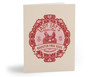 Subtle Feminist Greeting Cards | Lady Lay's All Female Farm | Vintage Label Card Set | Feminist Gift | Funny Cards for Women