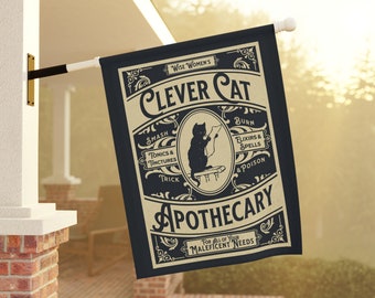 Feminist Fall Flag, Clever Cat Apothecary House Banner, Whimsical Leftist  Decor, Witchy Yard Sign, Feminist Dark Cottage Core Flag