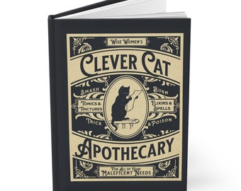 Clevere Katze Apotheker Notizbuch der weisen Frau, subtile feministische Zeitschrift, Geschenk für feministische Freundin, Apotheker Zeichenbuch im Vintage-Stil