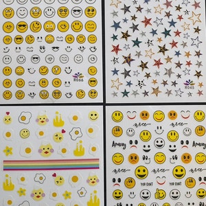 Emoji Nail Sticker Funny Cute Faces Nail Stickers Star Stickers