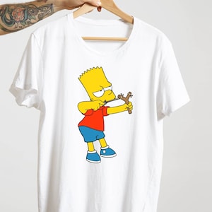 Bart Simpson Slingshot Tshirt, Simpsons Family Tshirt, Cartoon Tee