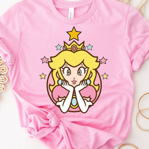 Princess Peach Star Shirt, Princess Peach Shirt,Princess Peach Crown Shirt,Pink Princess,Super Mario Shirt,Princess Peach Shirt,Gift For Her