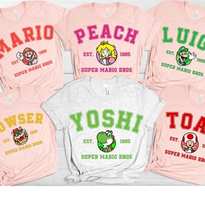 Super Mario Character Shirt, Mario Luigi Yoshi Peach Bowser Toad Koopa Shirt, Super Mario Bros Shirt,Mario Matching Shirt,Mario Family Shirt