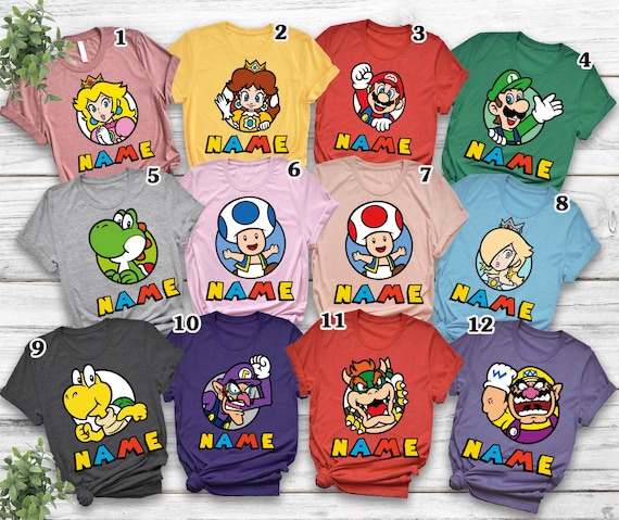 Super Mario Shirt Super Mario Birthday Shirt Super Mario Family Shirt Super Mario Friends Party Matching Shirt Friend Gift Tshirts Etsy