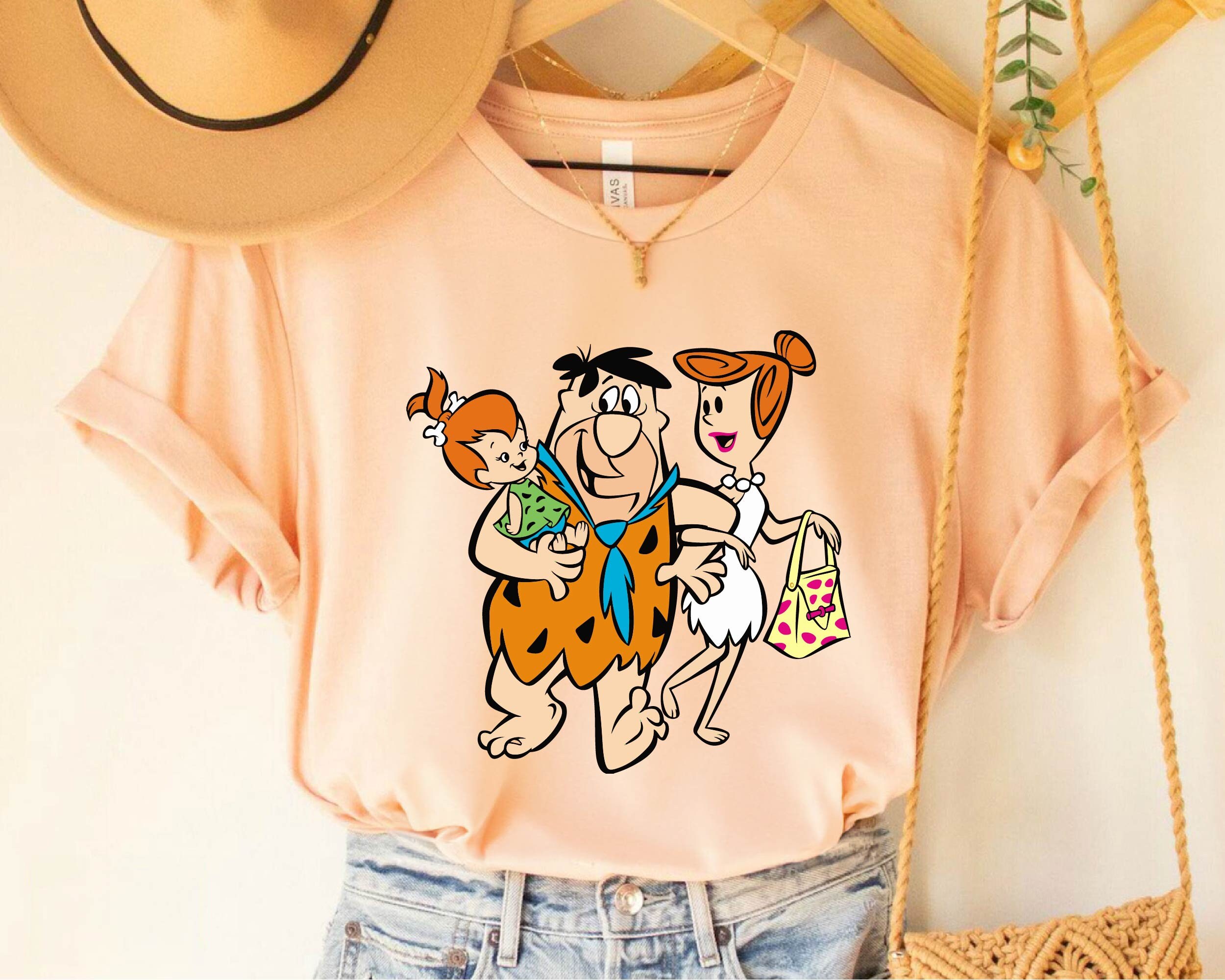 The Flintstones Cartoon Shirt: Fred, Wilma, Pebbles, Barney, Betty  