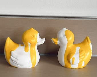 Unique ceramic rubber duck figurines hand-painted in rubber duck yellow decoration