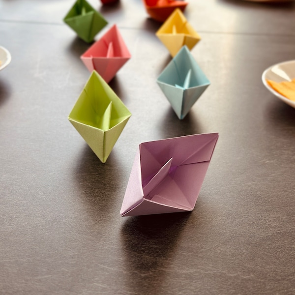 10 Bunte Papierboote einschulung regenbogen Party Dekoration papierschiffe schiffchen origami