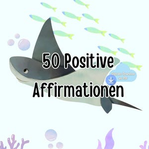 50 cartes d’affirmation d’animaux sous-marins pour enfants - PDF auto-imprimable - Design minimaliste