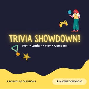 General Knowledge Trivia Digital Game | Trivia Game Night | Party Game | 5 Rounds & 50 Questions | PDF Files | Instant Download