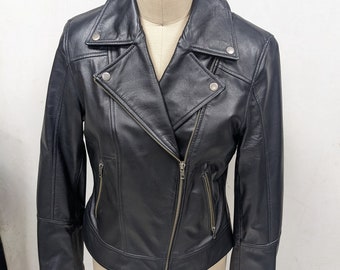 Women's Leather Jacket, Women's Black lambskin leather