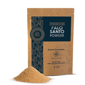 ola blue Palo Santo Powder - Natural and Sustainable 4oz from Peru Incense Powder for Smudging, Energy Cleansing, sustainably Harvested
