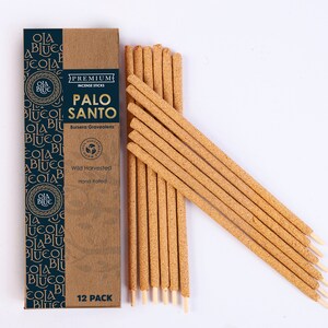 Ola Blue Palo Santo Incense Sticks (12 Pack) - Premium Authentic from Peru - Handmade & Hand-Rolled Natural Wood - for Cleansing