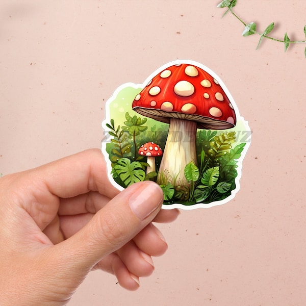 Mushroom Stickers | Red Mushrooms | Hippy Sticker | Psychedelic | Trippy | Magic Mushrooms | Retro | Shrooms | Shrooms Stickers | Polka Dots