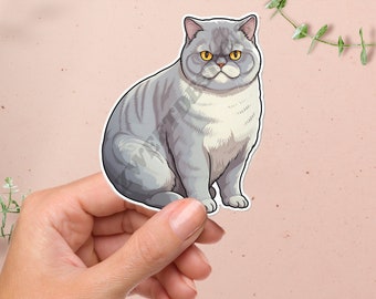 Sticker | Cat | Chonker | Thicc | Chunky Cat Sticker | Shorthair | Chunky Body | Round Face | Waterproof Decal | Laptop, Water Bottle