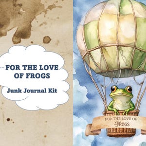 Por amor a las ranas - Junk Journal Kit, amplios anfibios, diario con temática de ranas, páginas decoradas y lisas, efímeras, kit digital imprimible.