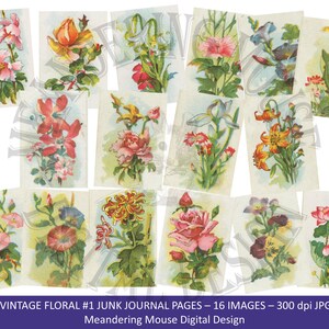 Vintage Floral 1 - Botanical, Junk Journal Cards, Journaling, plants, flowers, digital download, collage, printable paper, scrapbooking,